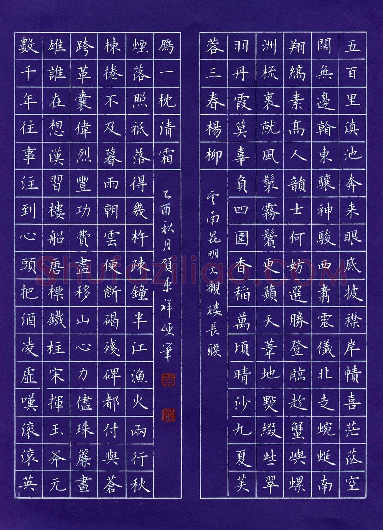 贺东祥硬笔楷书云南昆明大观楼长联,贺东祥硬笔书法作品