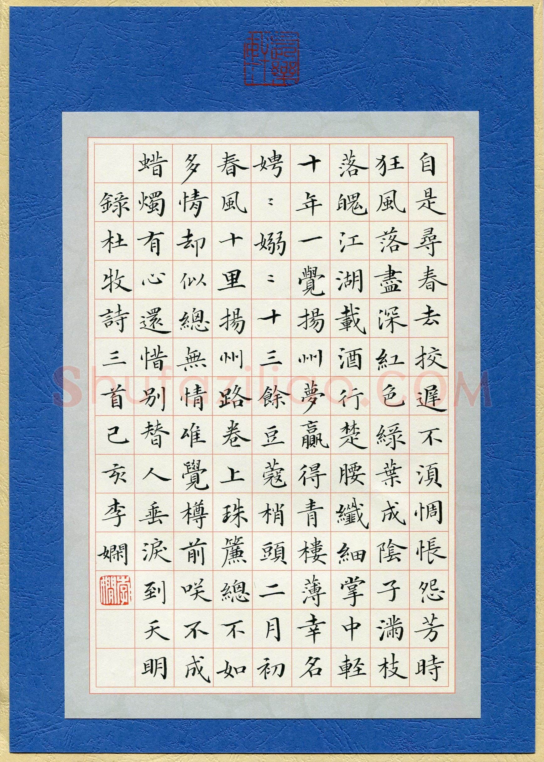 李娴(成人组)硬笔书法大赛入围作品选登,李娴硬笔书法作品