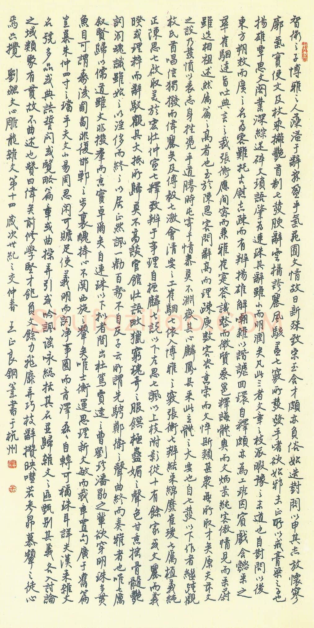 王正良硬笔行书文心雕龙杂文第十四,王正良硬笔书法作品
