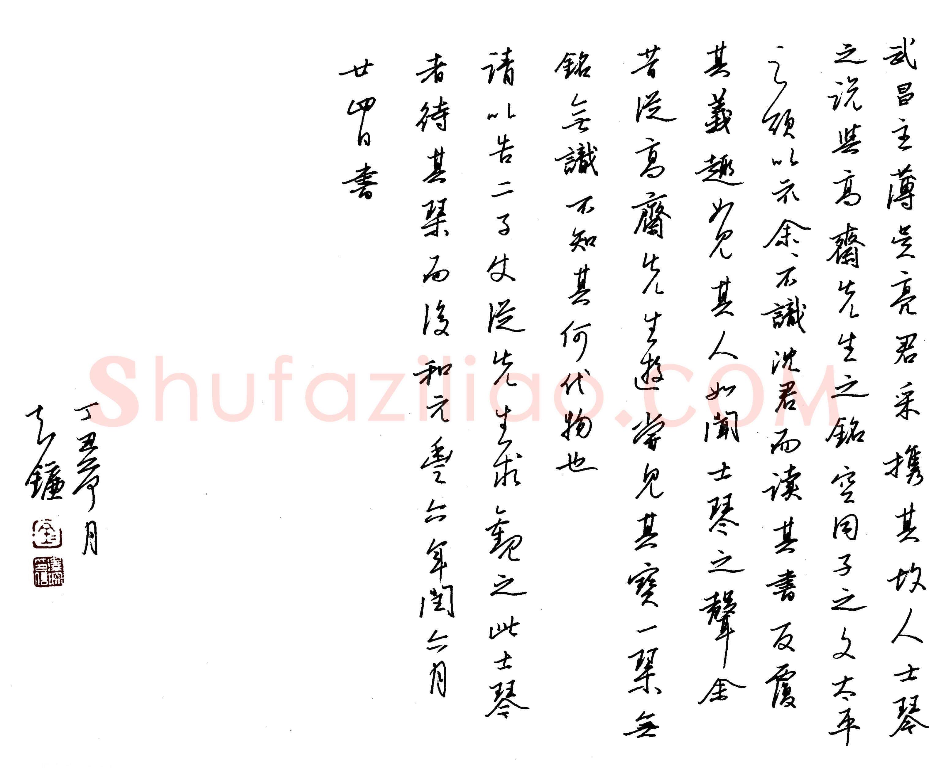 金泽珊硬笔行草苏轼琴诗序,金泽珊硬笔书法作品