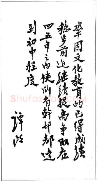 谭政手迹,谭政硬笔书法作品