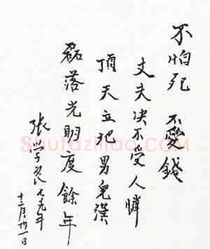 张学良手迹,张学良硬笔书法作品