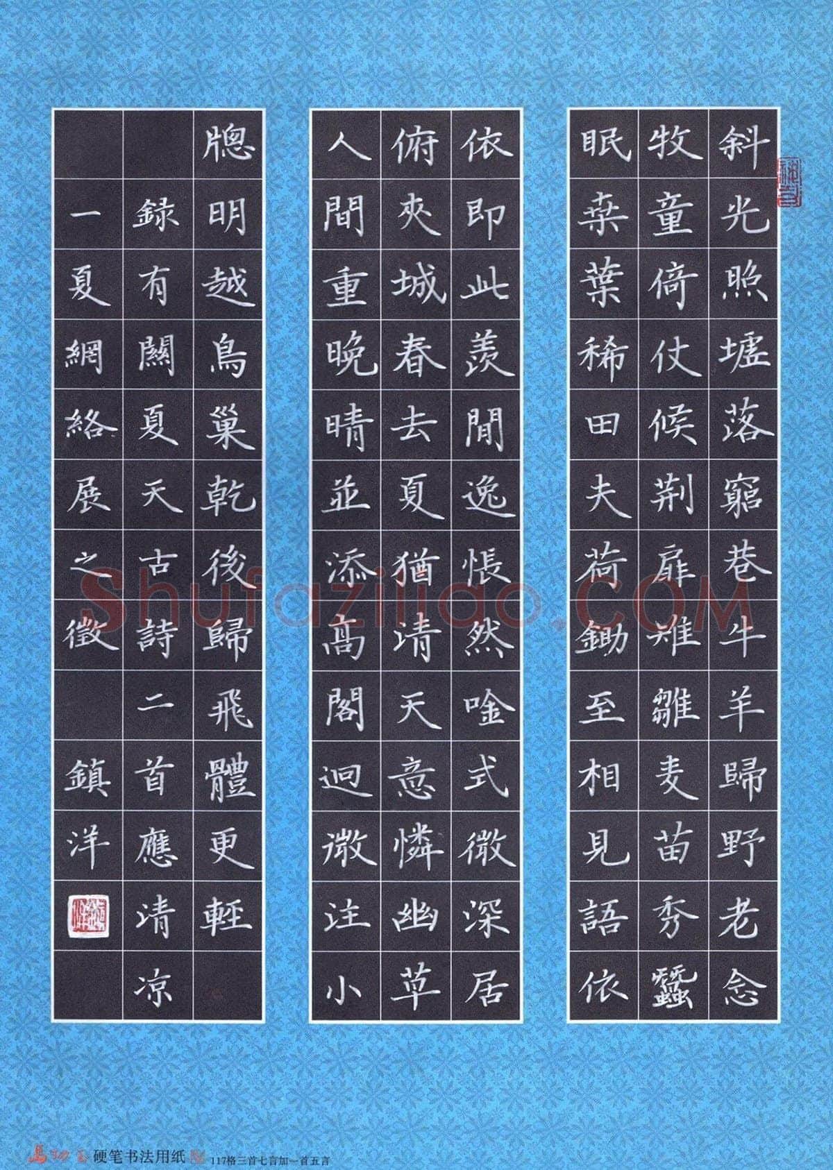 黄镇洋硬笔楷书录有关夏天古诗二首,黄镇洋硬笔书法作品