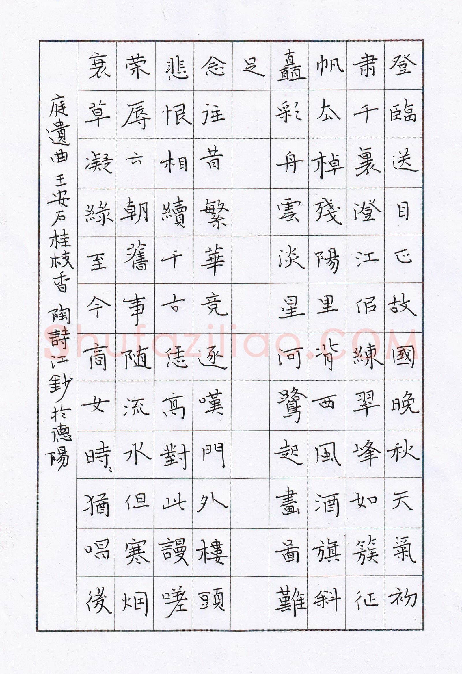 陶诗江硬笔楷书王安石词桂枝香,陶诗江硬笔书法作品