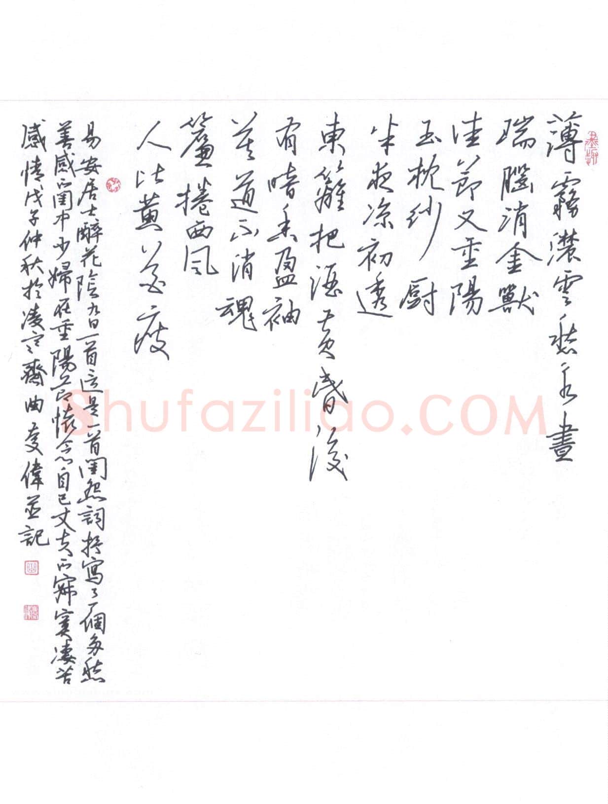 曲庆伟硬笔行书李清照词醉花阴,曲庆伟硬笔书法作品