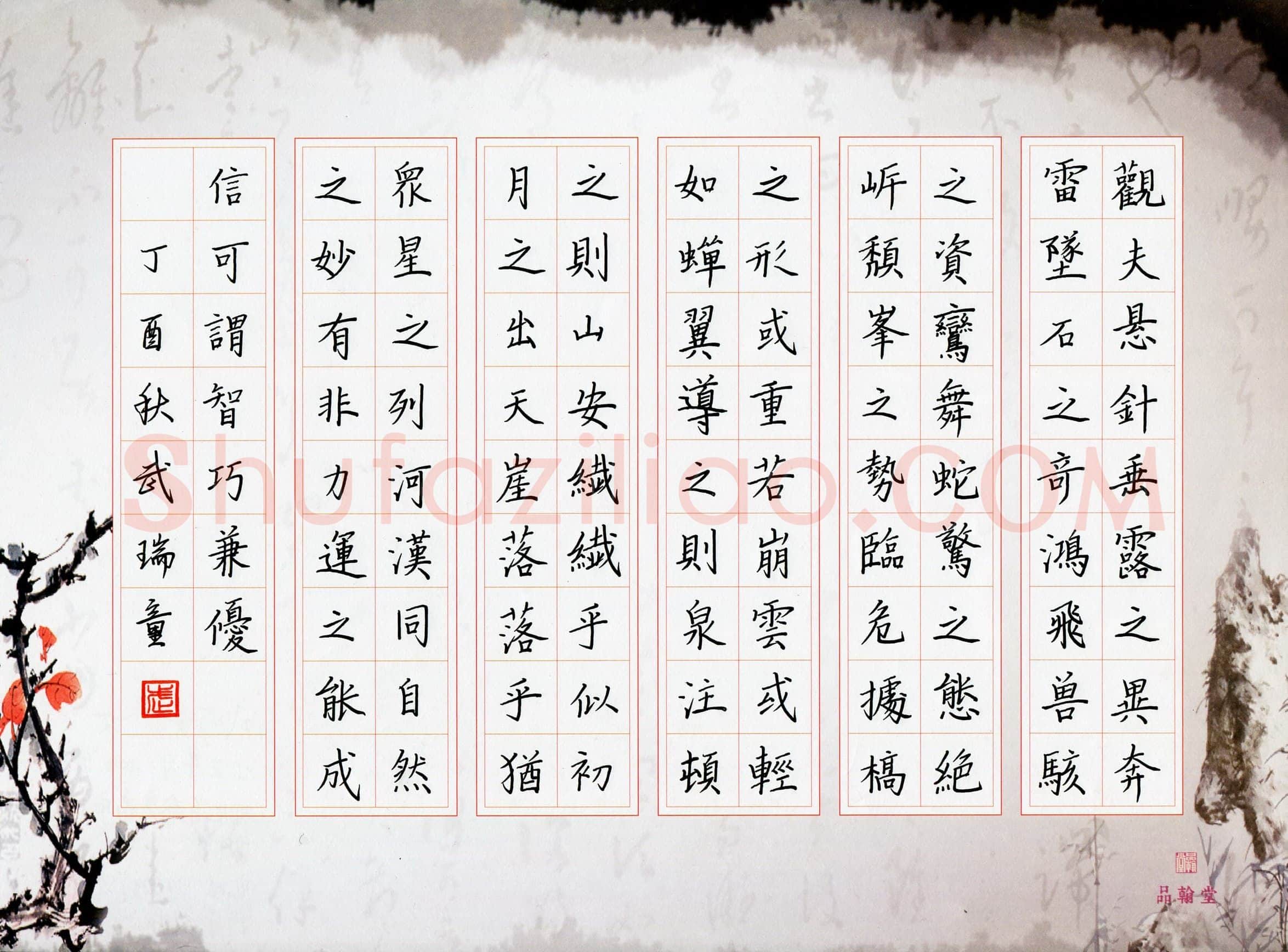 武瑞童(少儿组 13岁 铜奖)硬笔书法大赛获奖作品,武瑞童硬笔书法作品