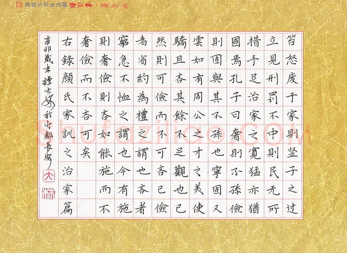 谭大林硬笔楷书颜氏家训之治家篇,谭大林硬笔书法作品