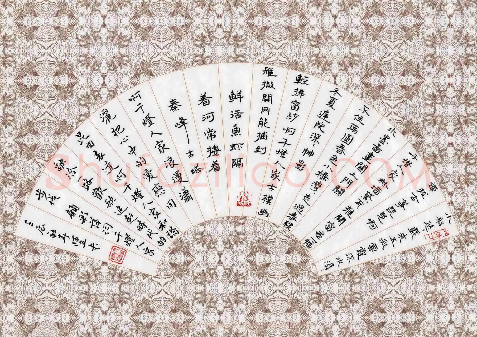 张阿五硬笔隶书顾彩萍词千灯人家,张阿五硬笔书法作品