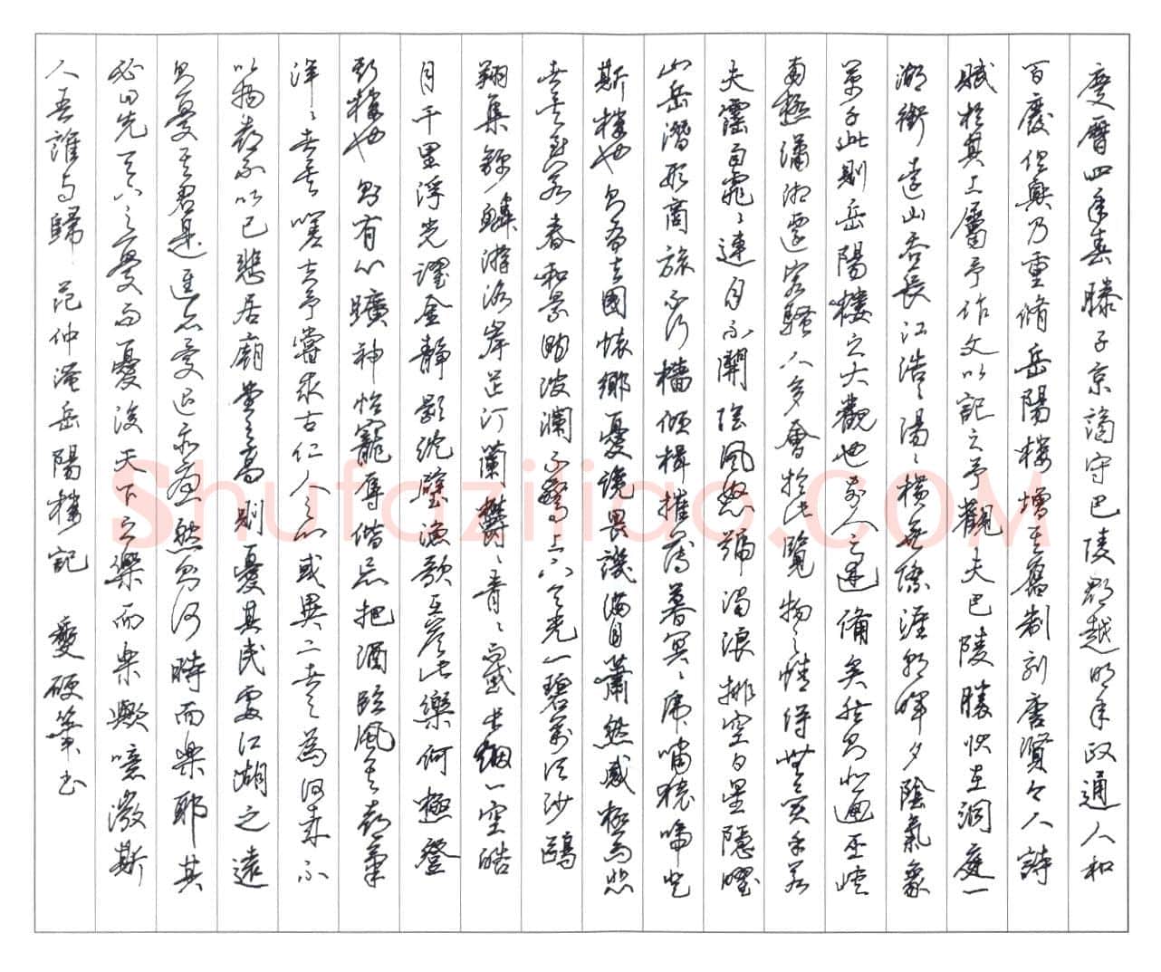 李文采硬笔行草岳阳楼记,硬笔书法作品