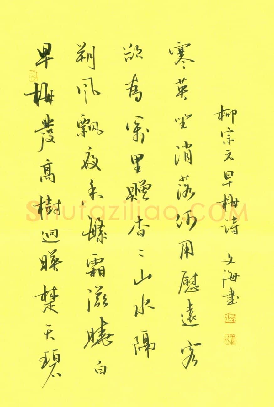 张文海[行书柳宗元早梅诗],硬笔书法作品