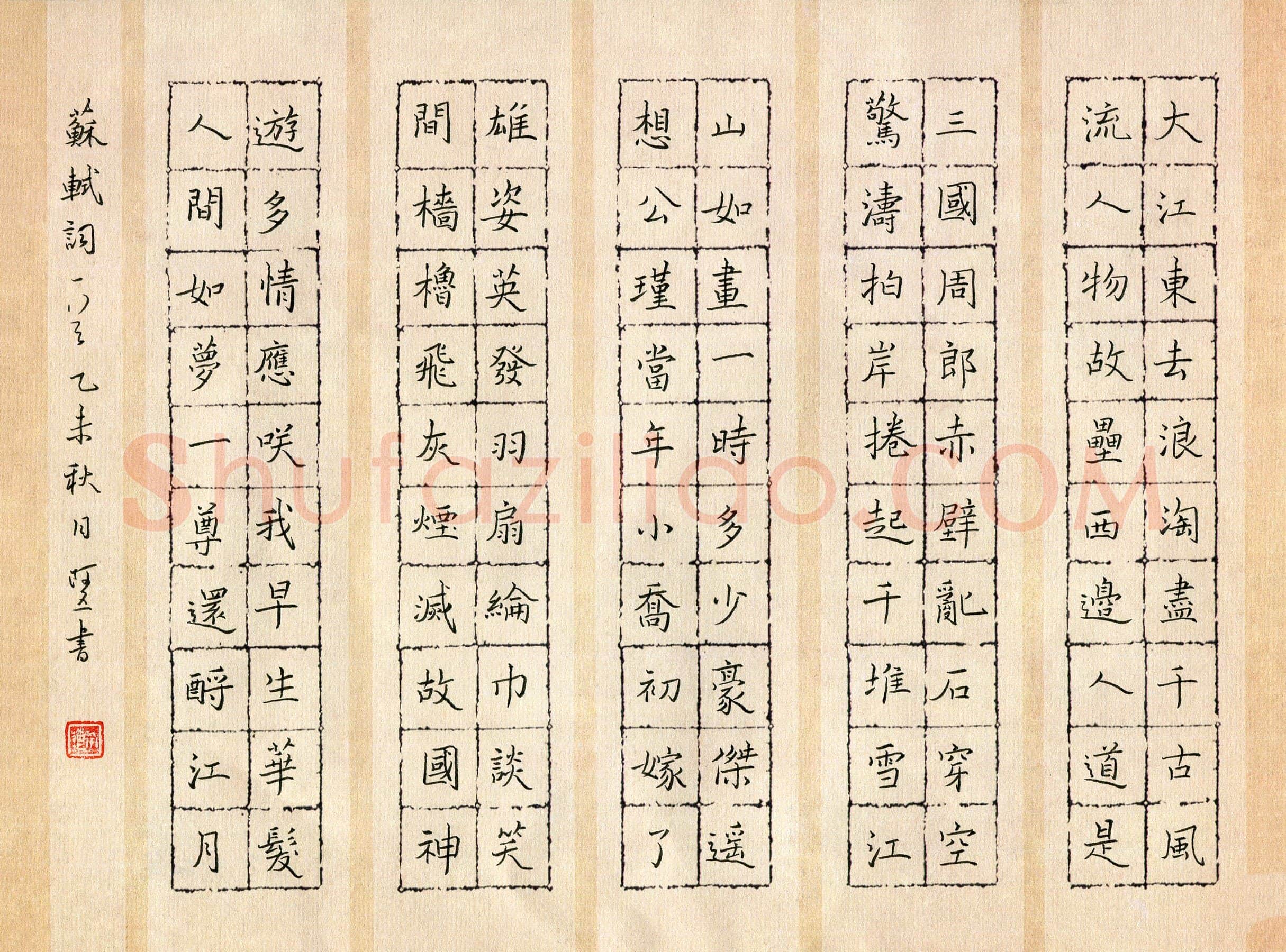 张阿五硬笔楷书苏轼词一首,张阿五硬笔书法作品