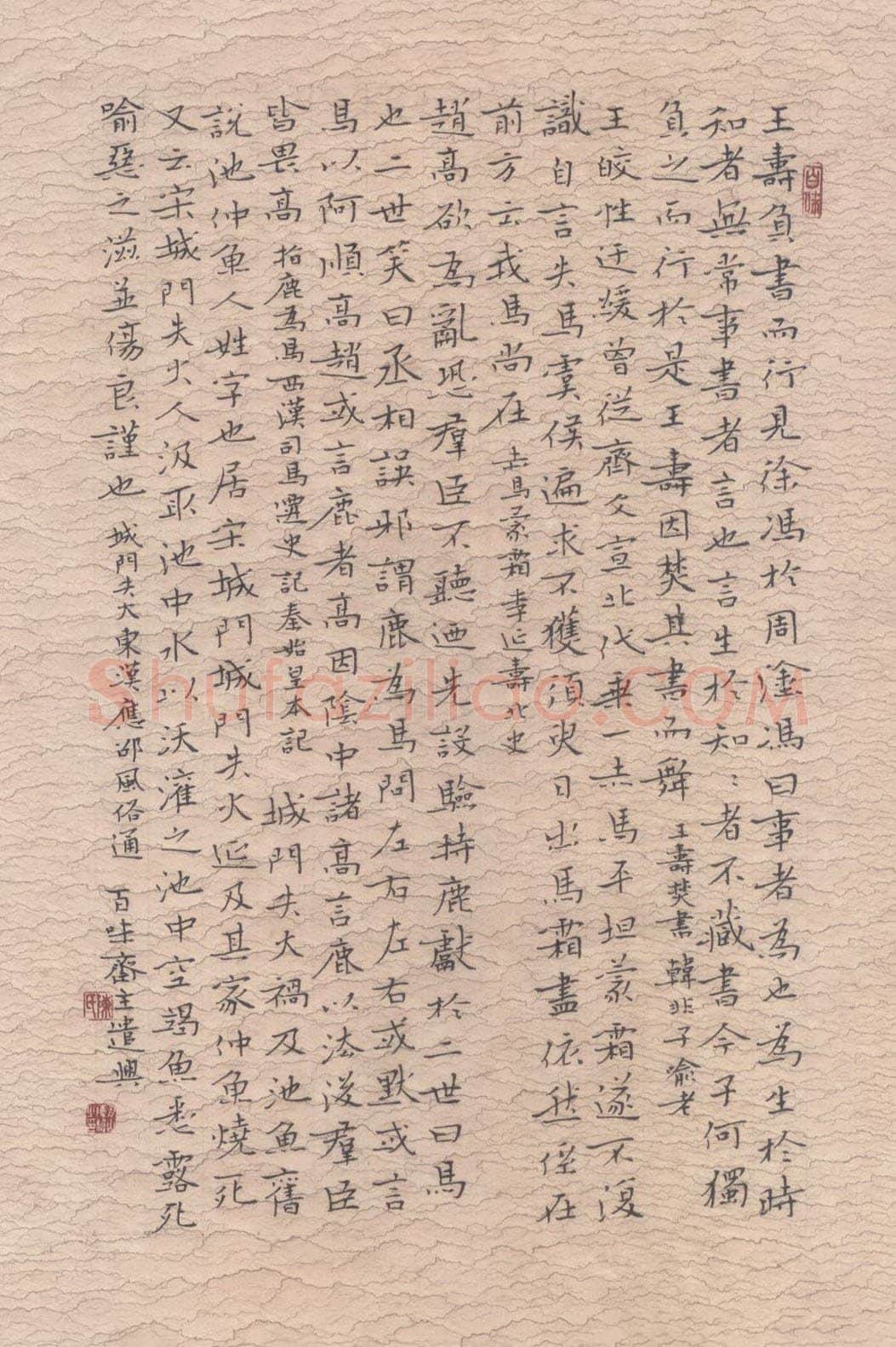 陈伟（浙江）硬笔楷书淮南子·道应训,陈伟硬笔书法作品