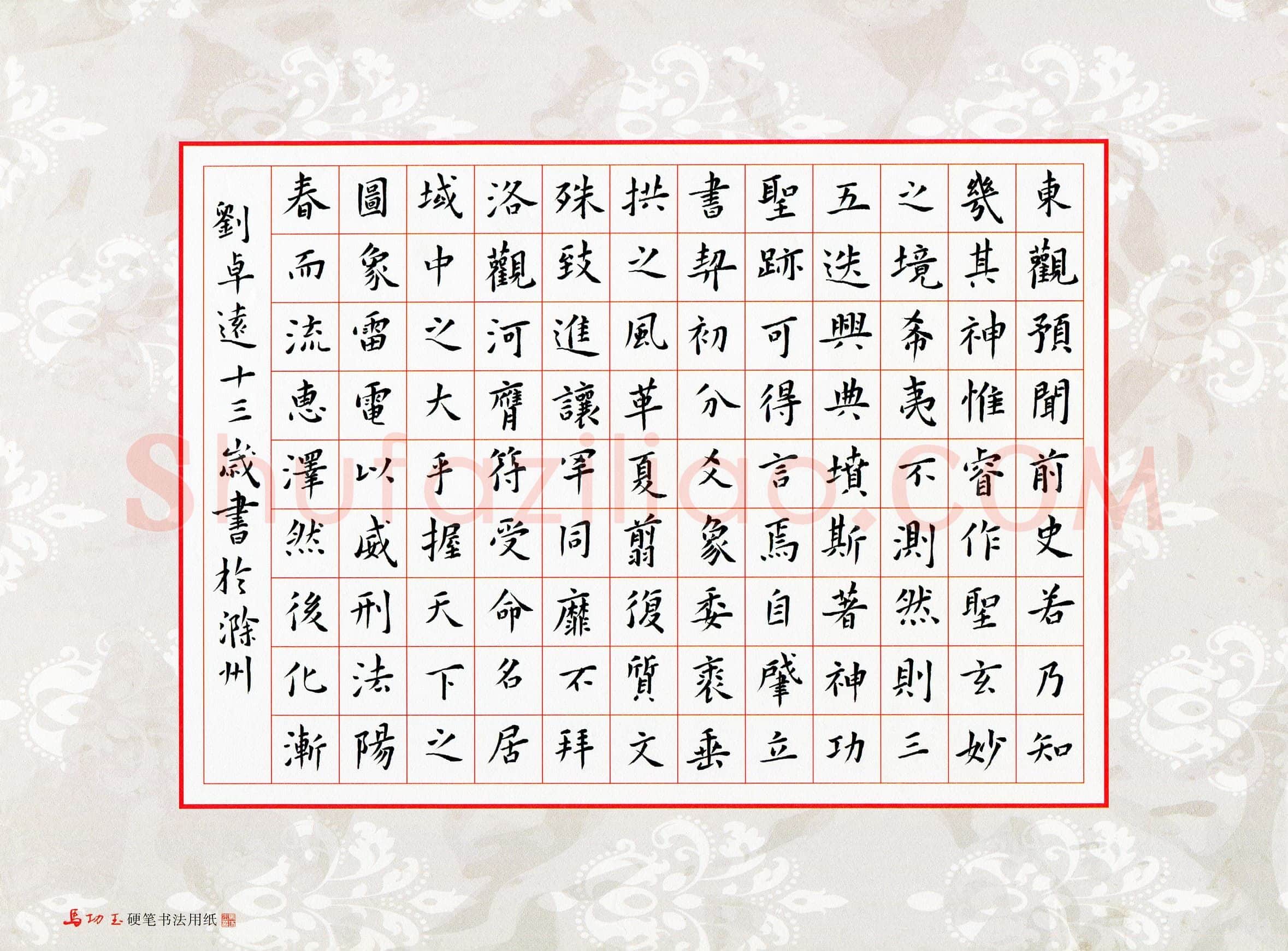 刘卓远(少儿组 13岁 铜奖)硬笔书法大赛获奖作品,刘卓远硬笔书法作品