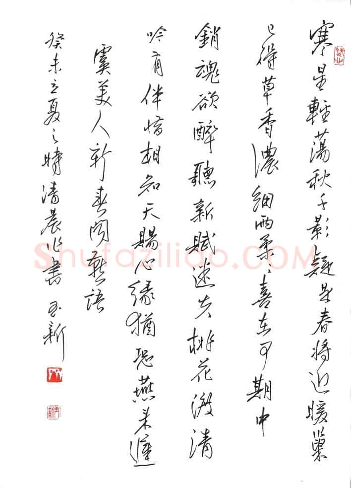 齐玉新美工笔行书虞美人一首,齐玉新硬笔书法作品