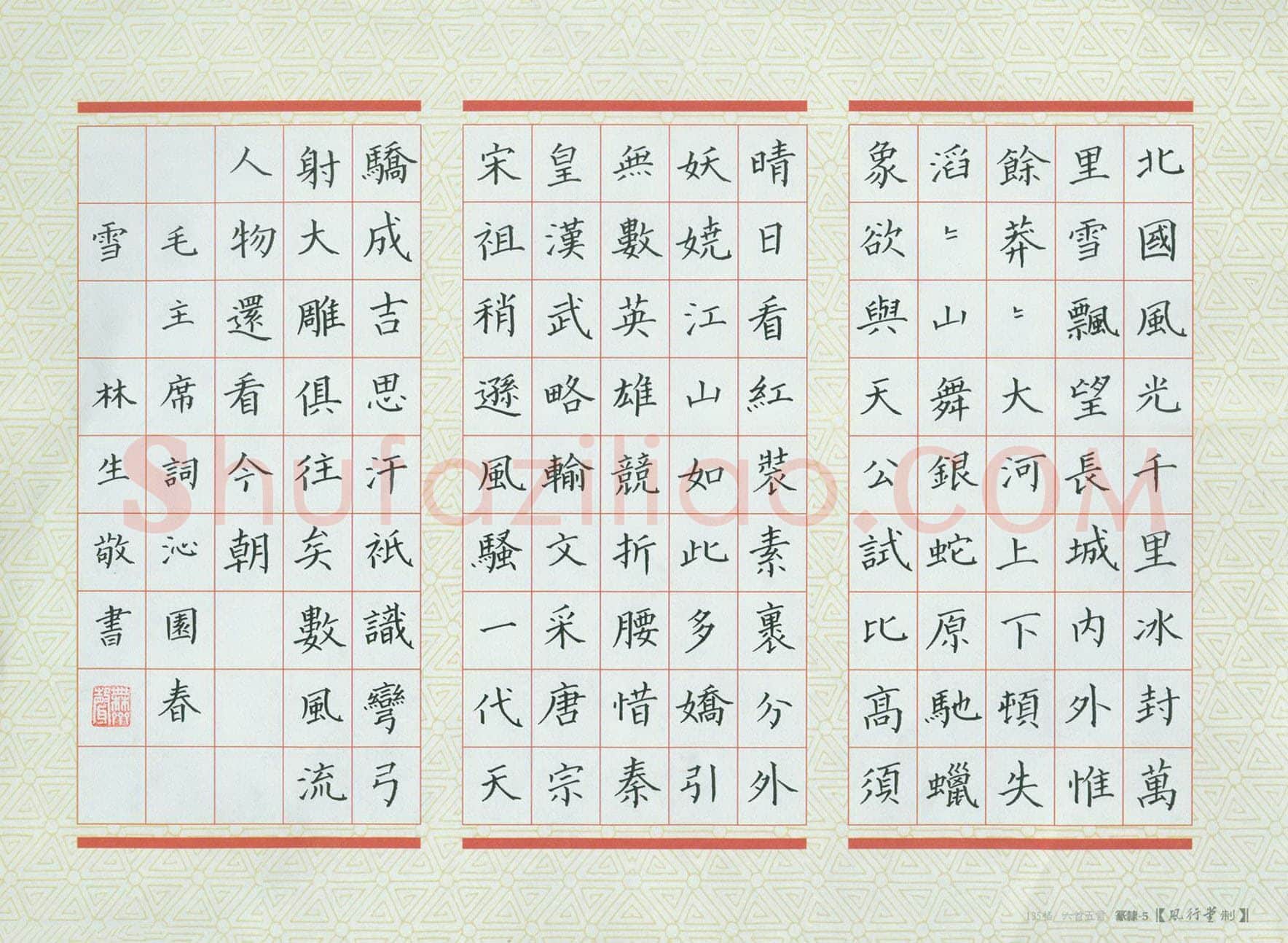金林生硬笔楷书毛泽东词沁园春雪,金林生硬笔书法作品