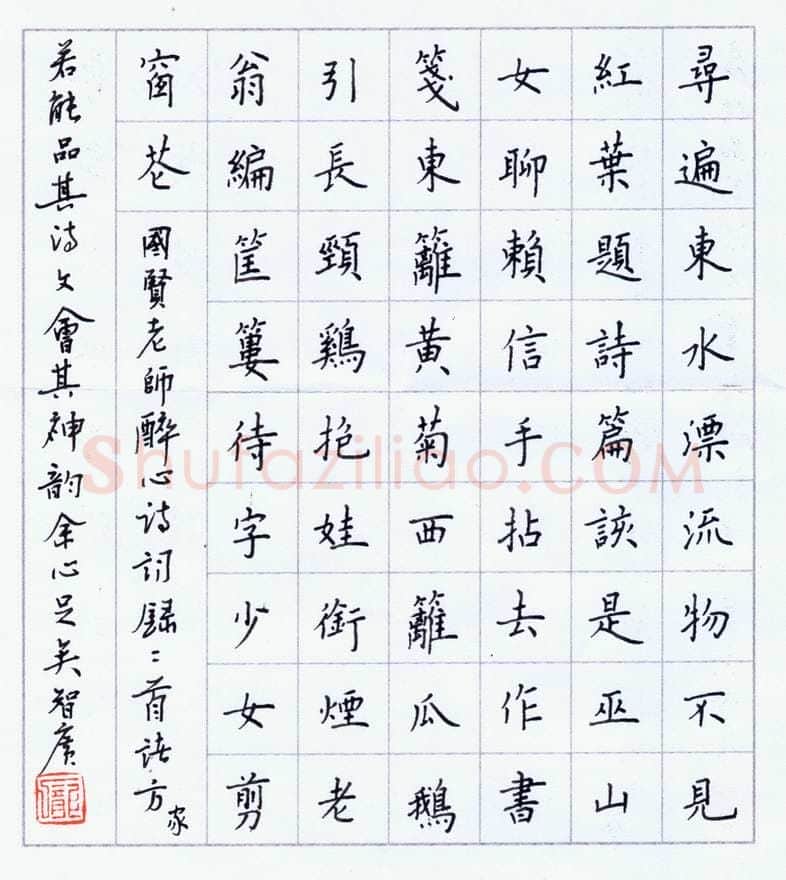庞智广硬笔楷书国贤诗二首,庞智广硬笔书法作品