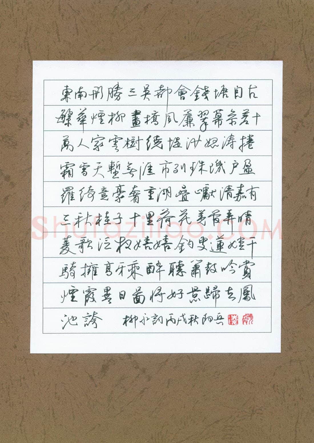 凌晓兵硬笔行书柳永词,硬笔书法作品