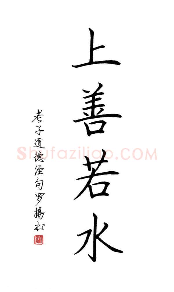 罗扬硬笔楷书上善若水,罗扬硬笔书法作品