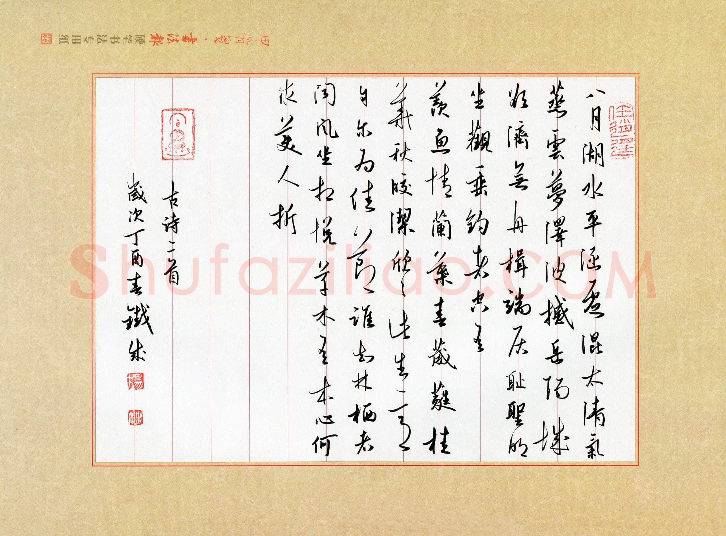 杨铁成硬笔行草古诗二首,杨铁成硬笔书法作品