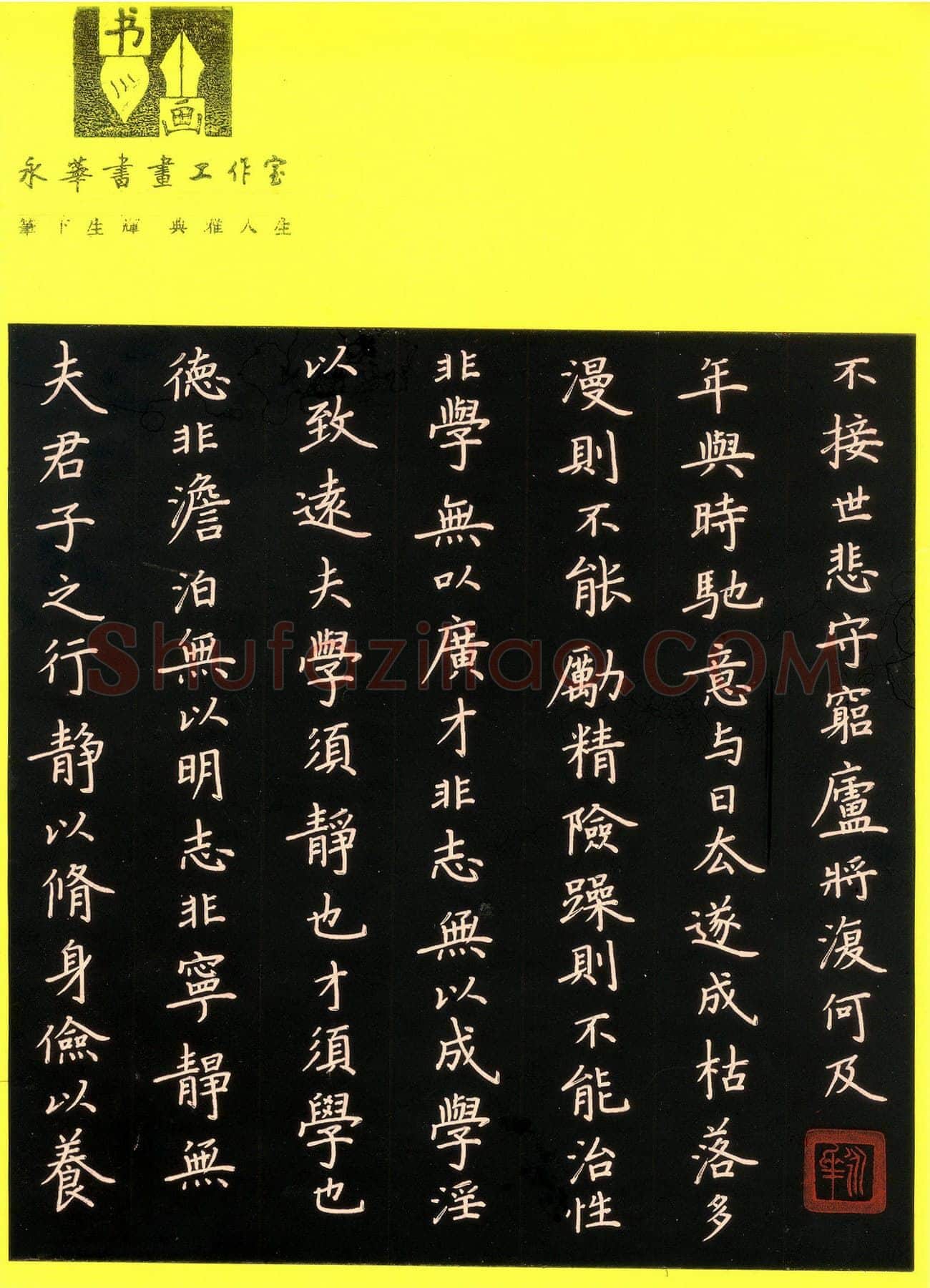 何永华硬笔楷书诸葛亮诫子书节录,何永华硬笔书法作品