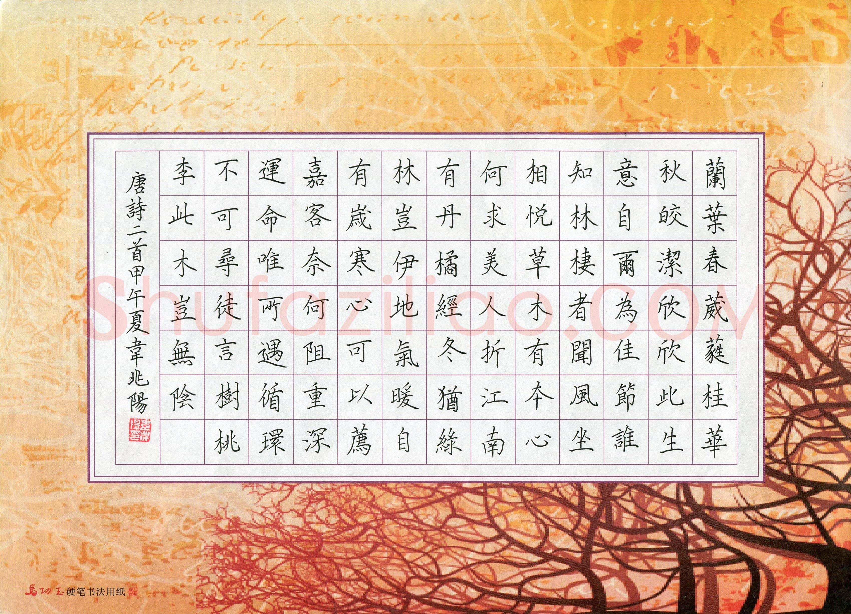 韦兆阳(少儿组 10岁 铜奖)硬笔书法大赛获奖作品,韦兆阳硬笔书法作品