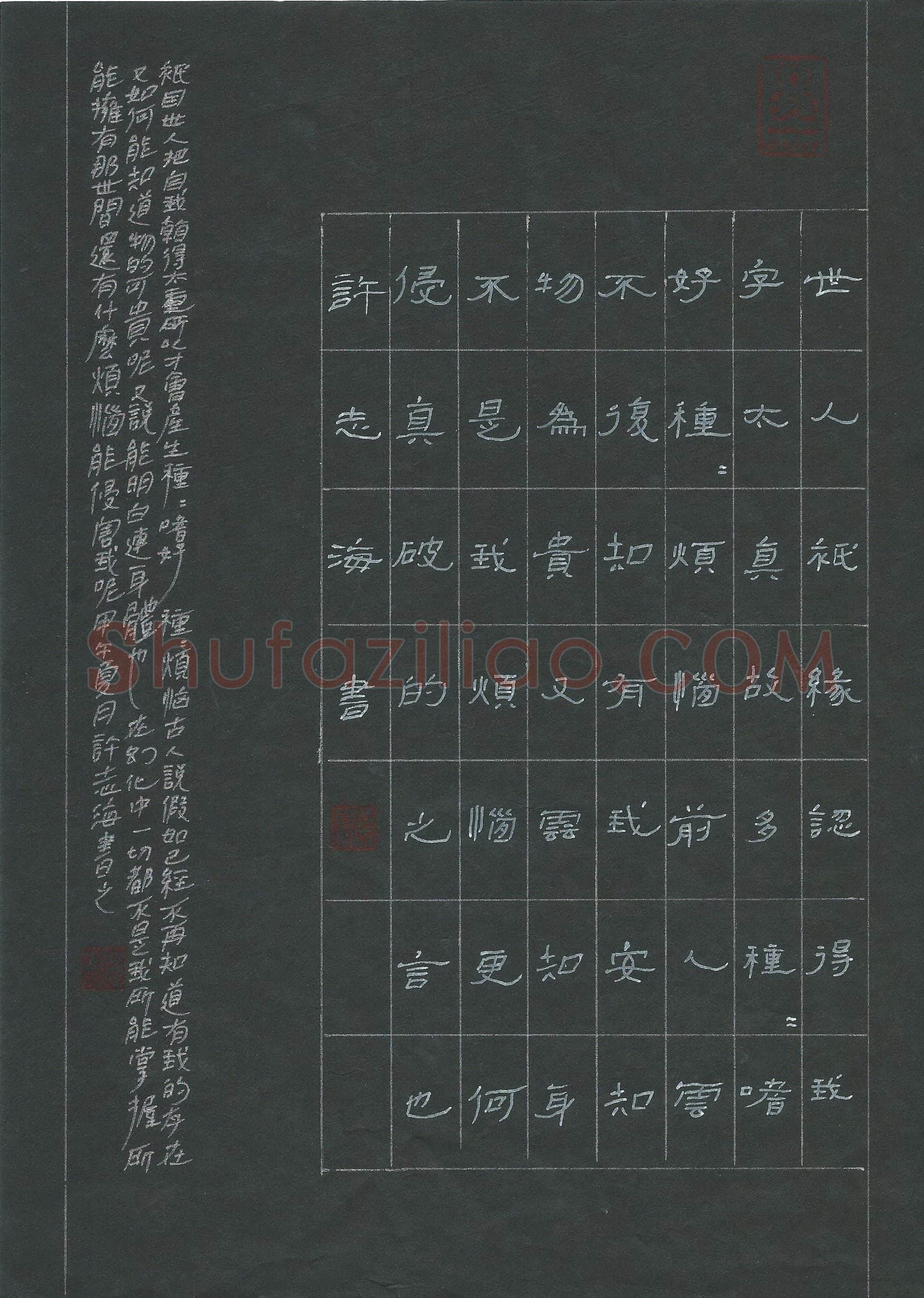 许志海硬笔隶书菜根谭句,许志海硬笔书法作品