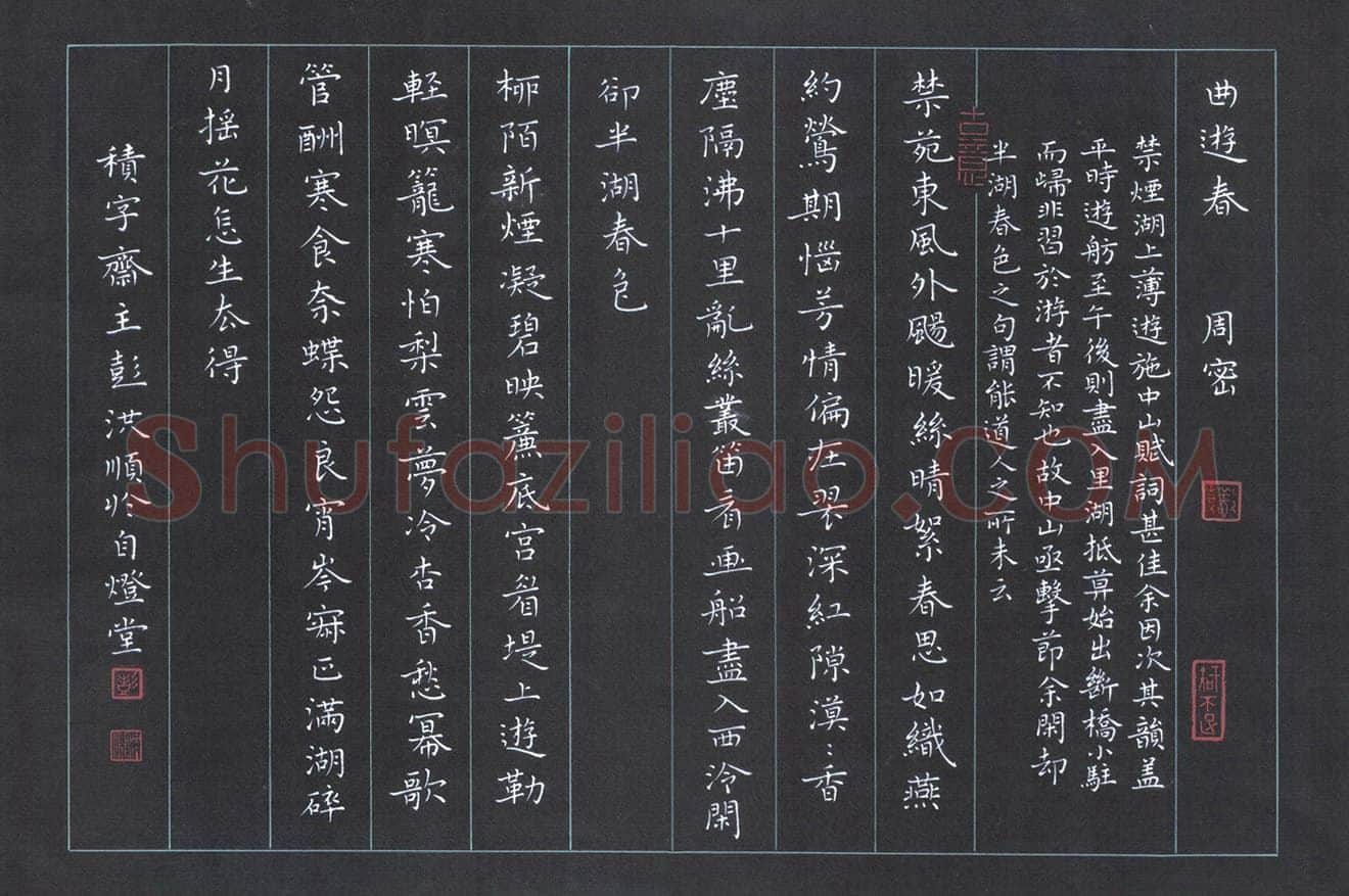 彭洪顺硬笔楷书周密曲游春,彭洪顺硬笔书法作品