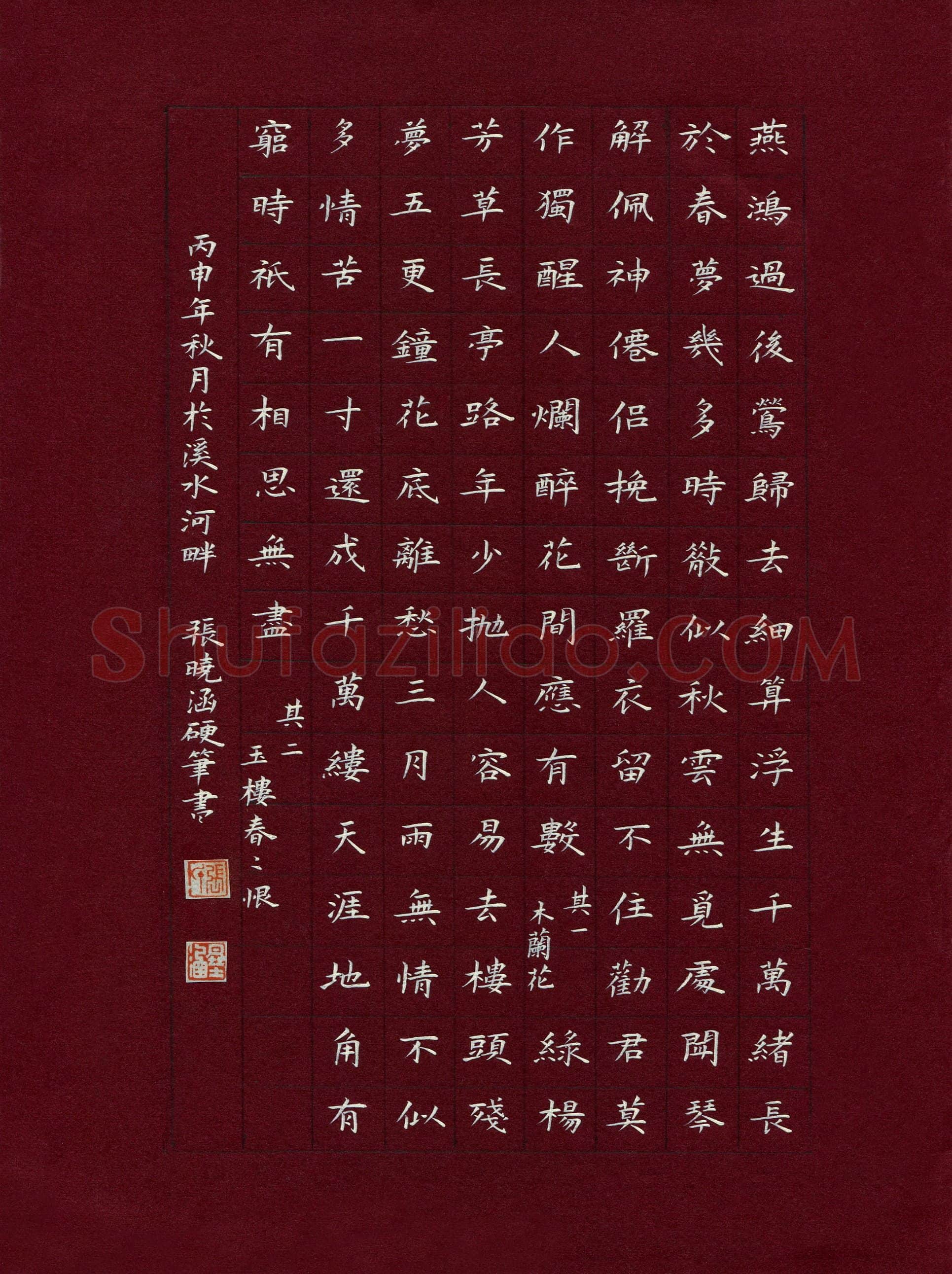 张晓涵(成人组)硬笔书法大赛入围作品选登,张晓涵硬笔书法作品