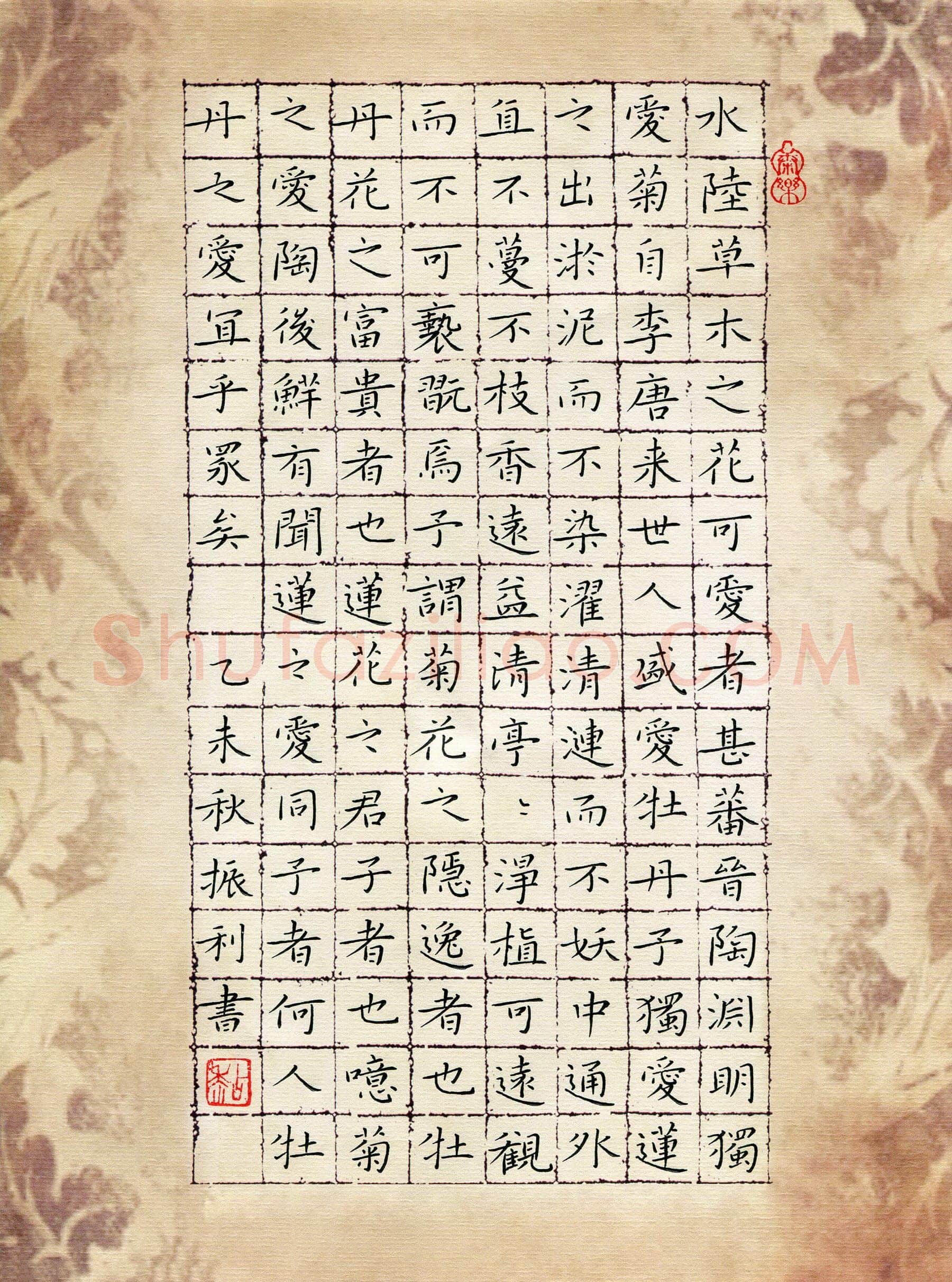 粘振利硬笔楷书爱莲说,粘振利硬笔书法作品