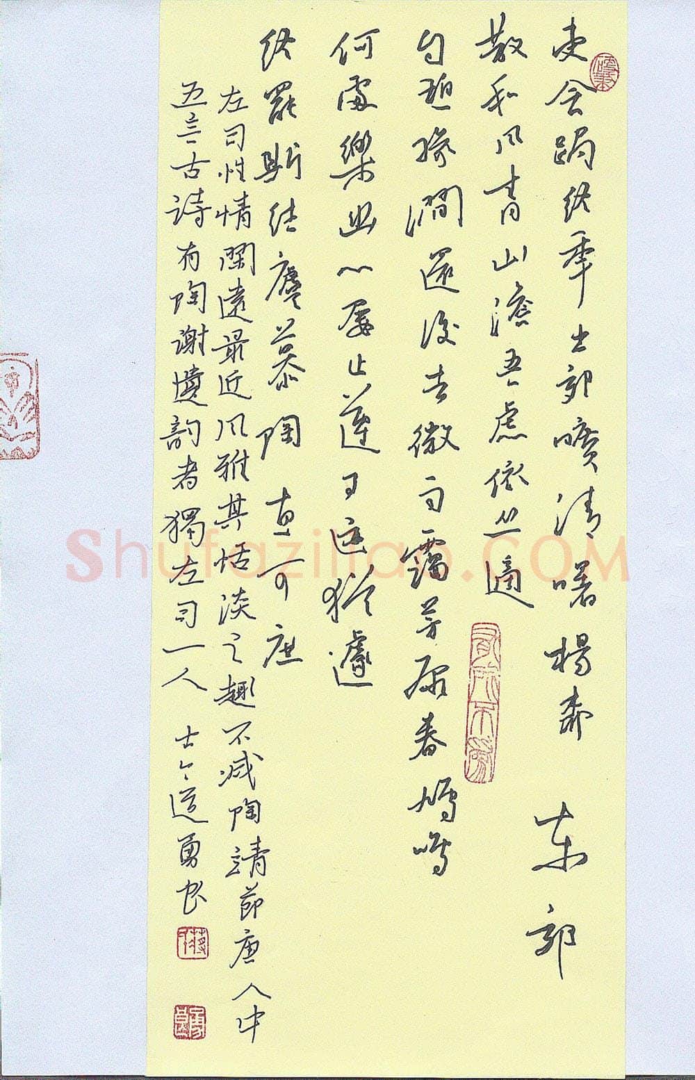 蒋勇良硬笔行书韦应物诗东郊,蒋勇良硬笔书法作品