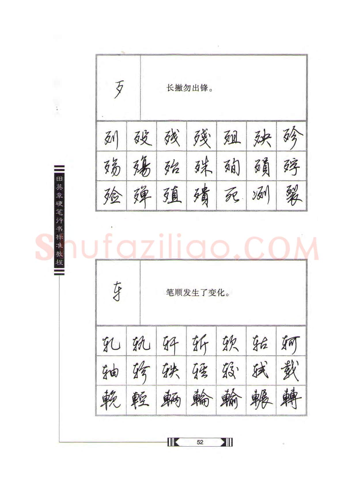 田英章硬笔行书字帖,摘自田英章硬笔行书标准教程(完整版)字帖
