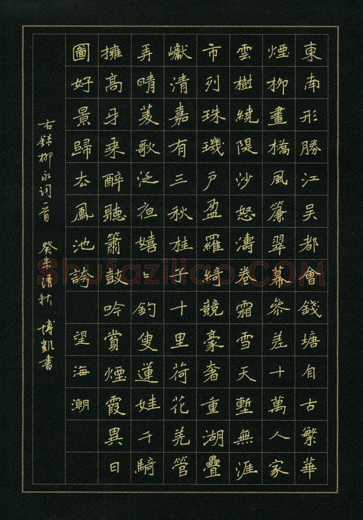 徐博凯硬笔楷书柳永词二首,徐博凯硬笔书法作品