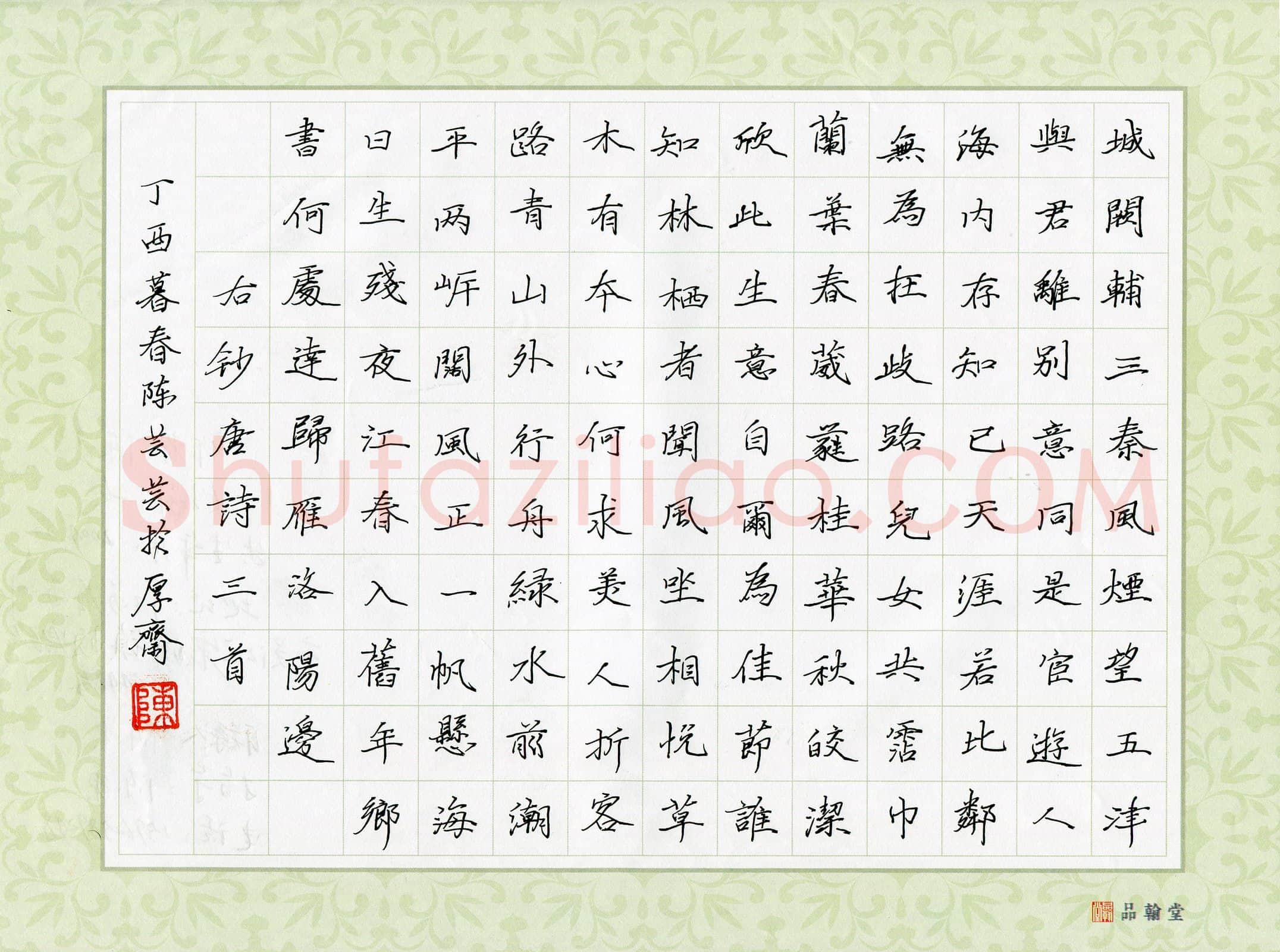 陈芸芸(少儿组 13岁 优秀奖)硬笔书法大赛获奖作品,陈芸芸硬笔书法作品