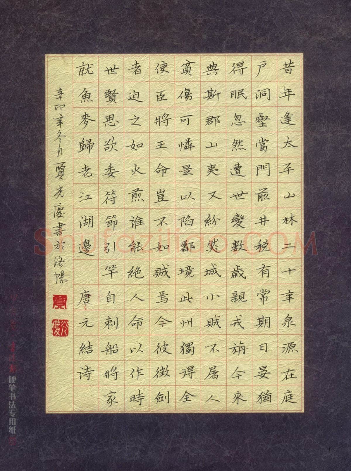 贾光庆硬笔楷书唐元结诗,贾光庆硬笔书法作品