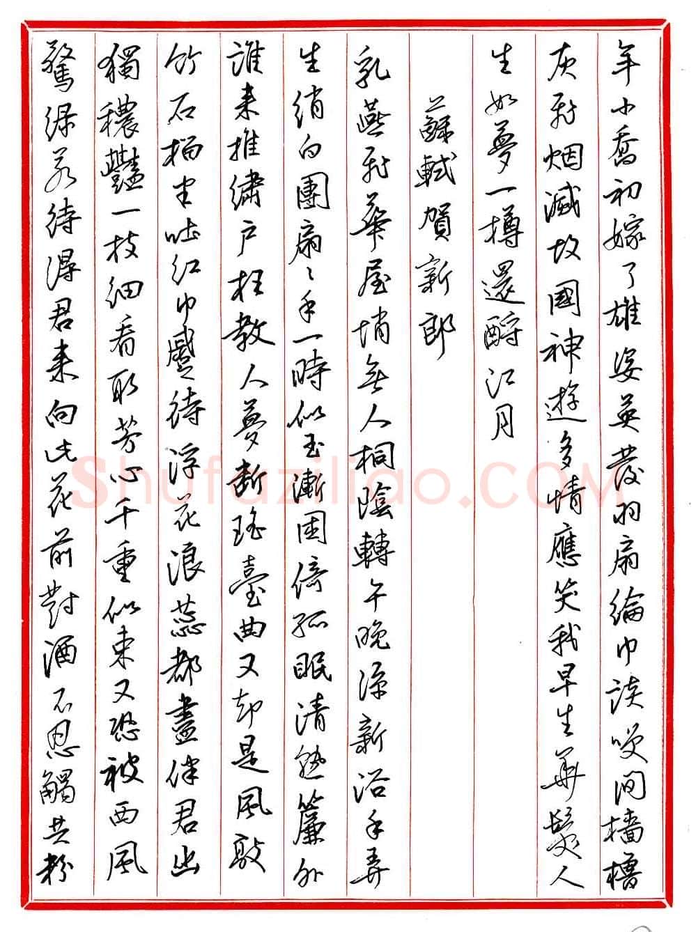 王德荣硬笔行书宋词之五,王德荣硬笔书法作品
