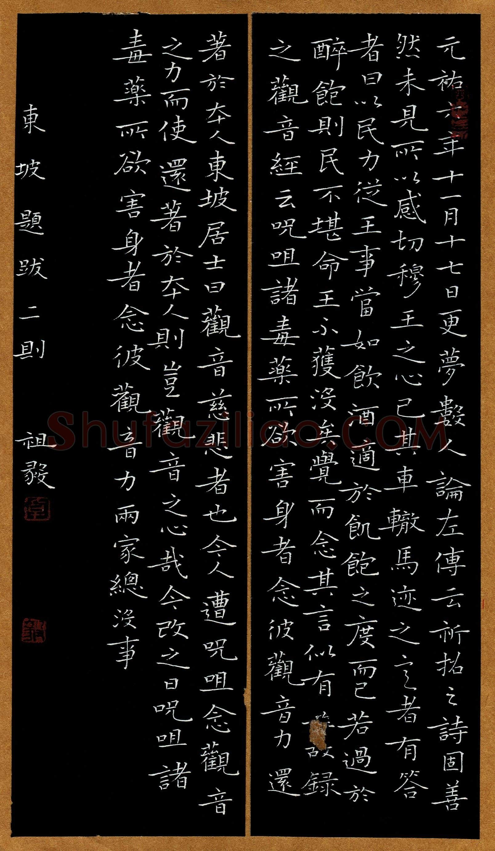 卓祖毅硬笔楷书东坡题跋二则,卓祖毅硬笔书法作品