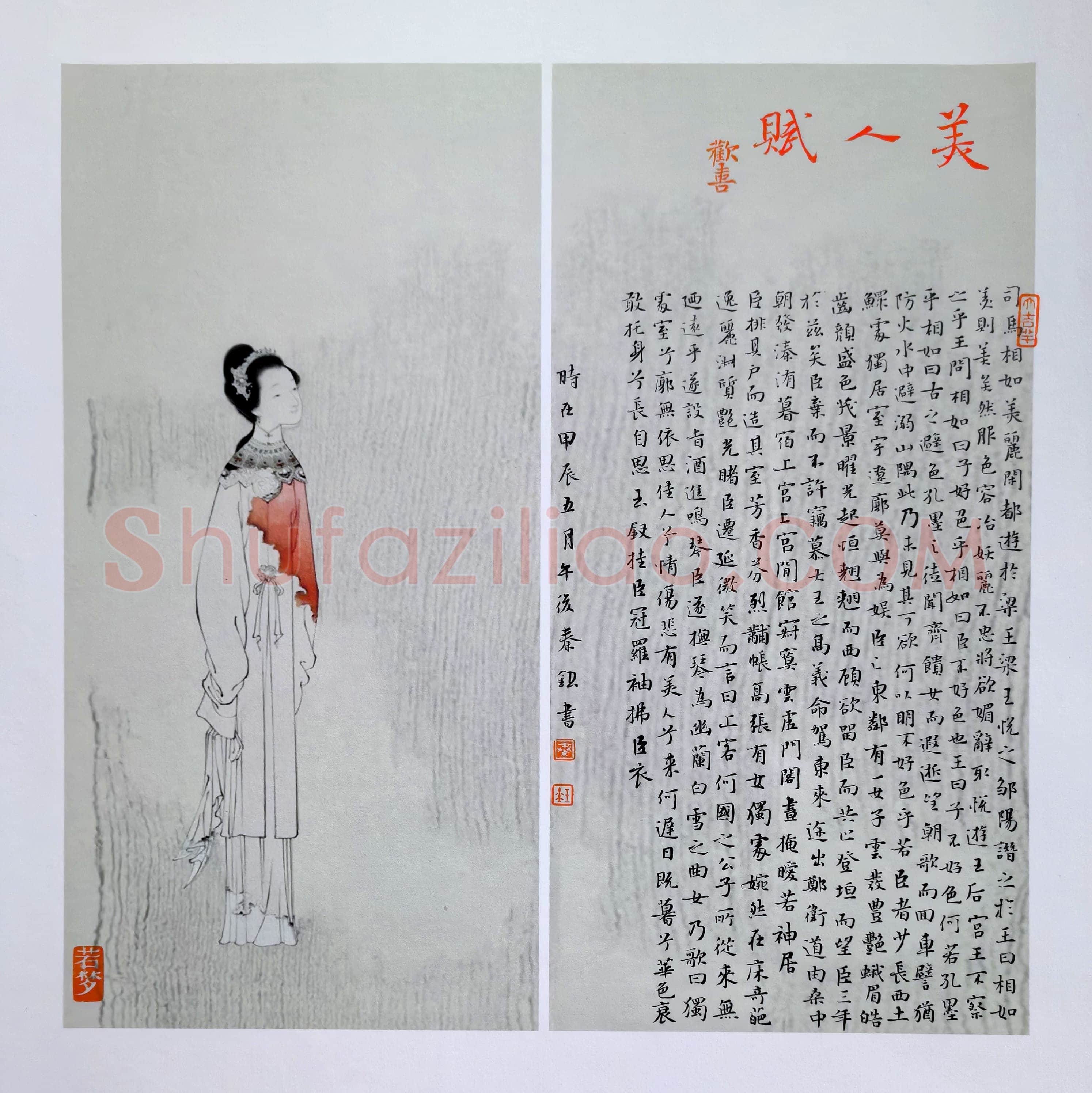 秦钰硬笔楷书美人赋,秦钰硬笔书法作品