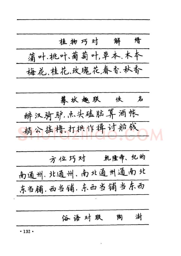 卢中南硬笔楷书字帖,摘自卢中南 中国名联钢笔字帖（金盾出版社）