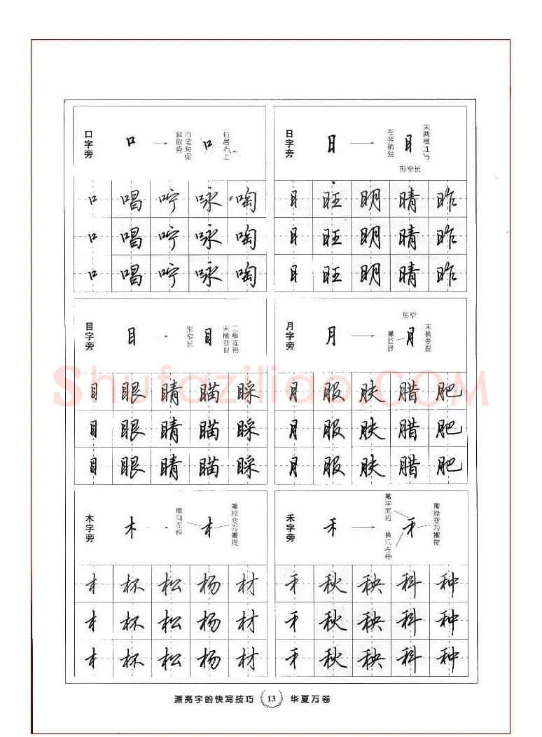 田英章行书漂亮字的快写技巧 | 钢笔书法字帖