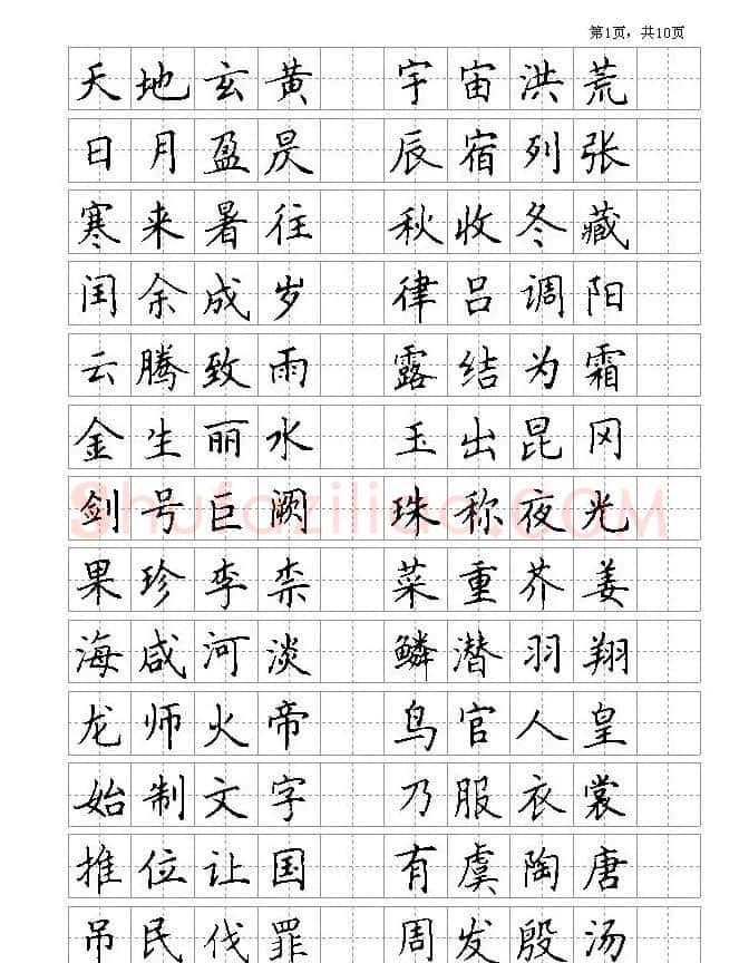 钢笔字帖欣赏《千字文》 | 硬笔书法字帖