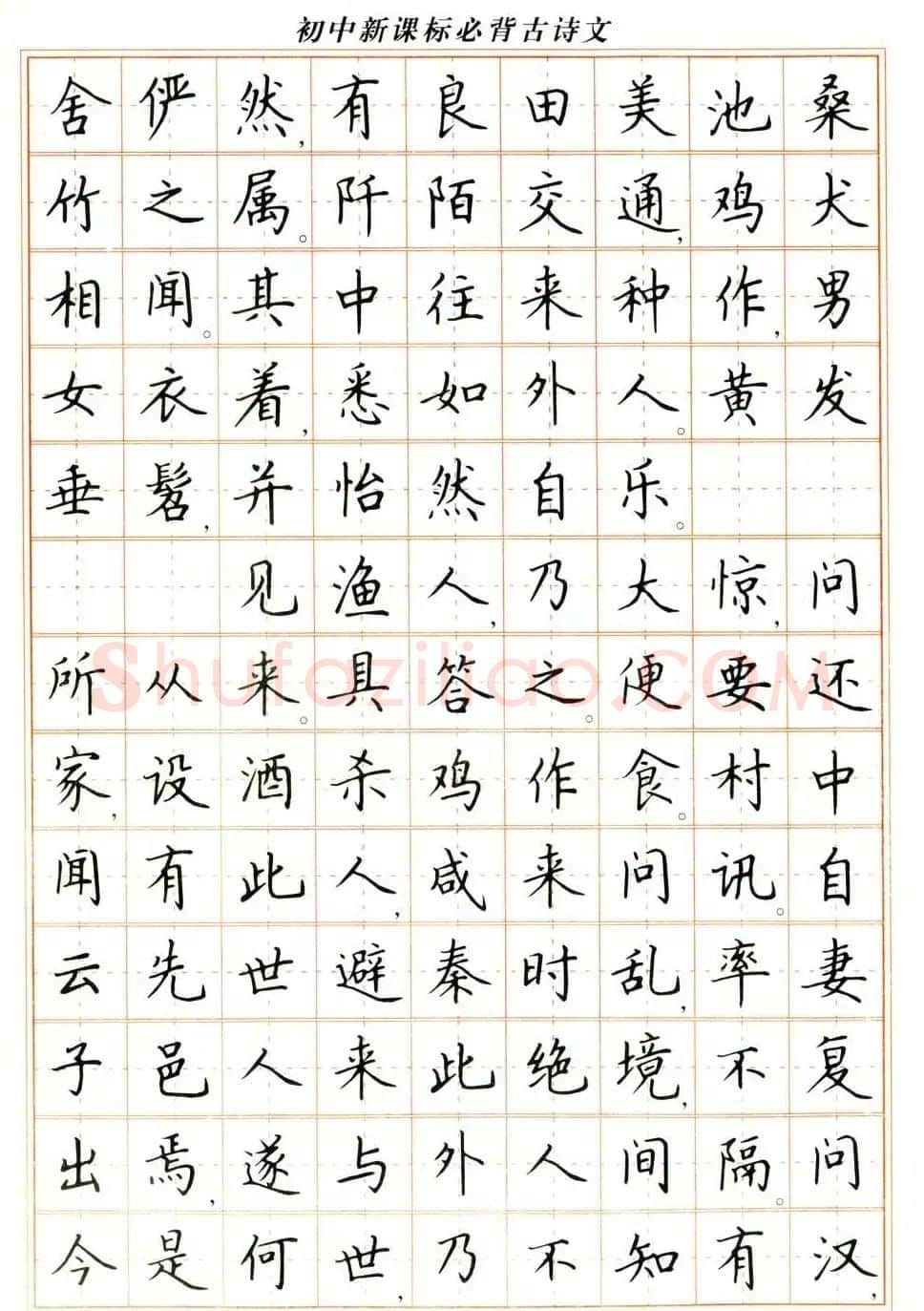 卢中南钢笔楷书字帖《初中新课标必背古诗文》 | 钢笔书法字帖
