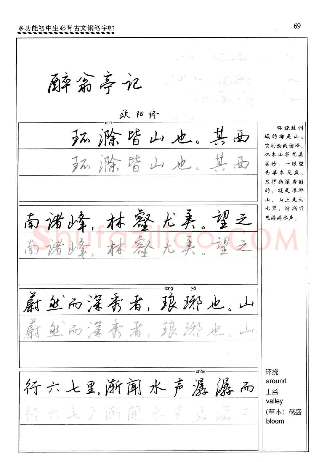 任平钢笔行书字帖《初中生必背古文》 | 硬笔书法字帖