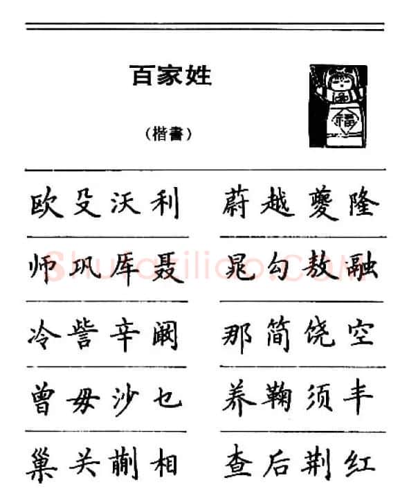 钢笔字帖下载:《钢笔楷书百家姓》 | 硬笔书法字帖