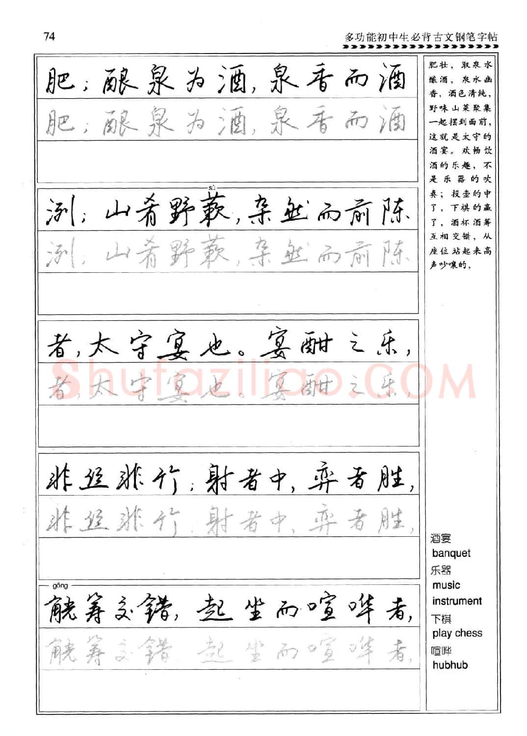 任平钢笔行书字帖《初中生必背古文》 | 硬笔书法字帖