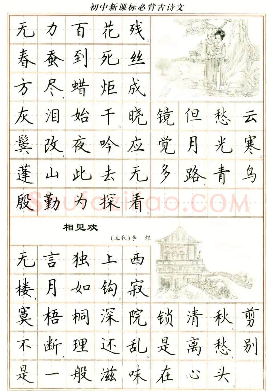 卢中南钢笔楷书字帖《初中新课标必背古诗文》 | 钢笔书法字帖