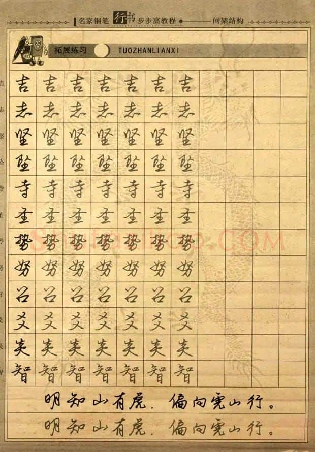 名家钢笔行书字帖：间架结构教程 | 钢笔书法字帖