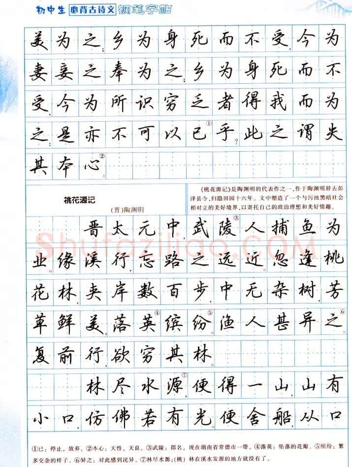 吴玉生行书钢笔字帖《初中生必背古诗文》 | 钢笔书法字帖