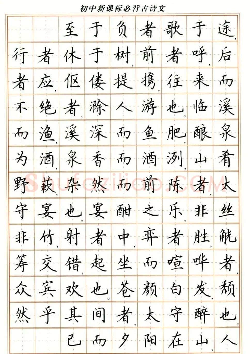 卢中南钢笔楷书字帖《初中新课标必背古诗文》 | 钢笔书法字帖