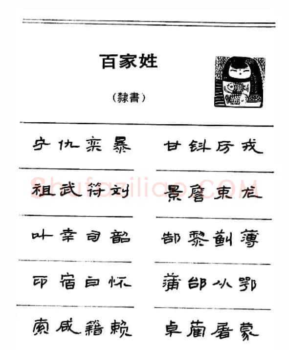钢笔字帖下载:《钢笔隶书百家姓》 | 钢笔书法字帖
