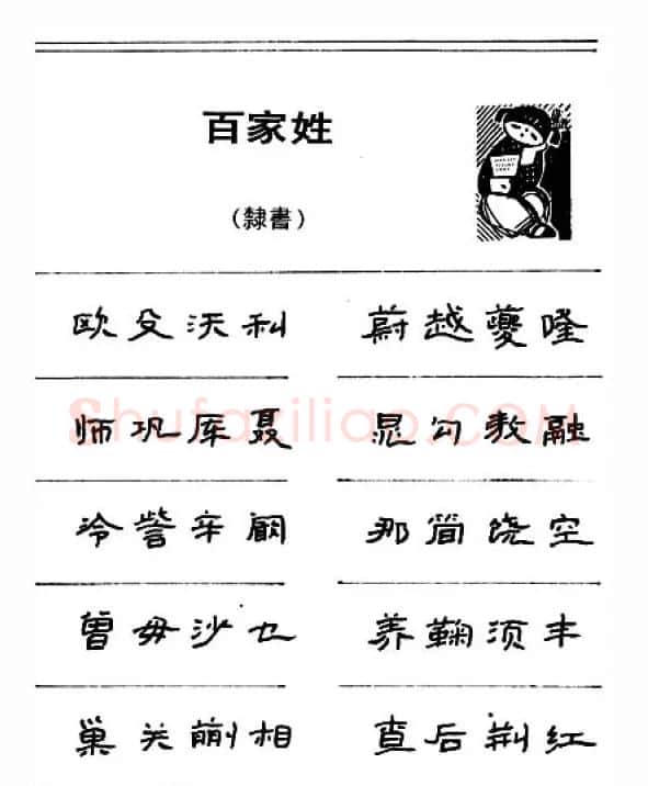钢笔字帖下载:《钢笔隶书百家姓》 | 钢笔书法字帖